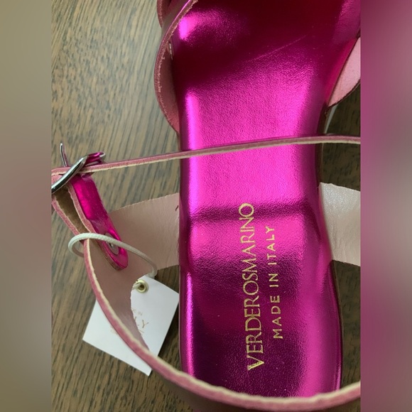 VERDEROSMARINO Barbiecore Metallic Pink Ankle Strap Leather Sandals Women’s SZ 8 - Picture 6 of 15